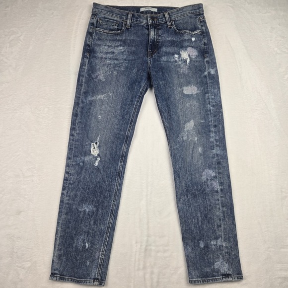 Fidelity Denim - Fidelity Denim Jeans Womens 26 Axl Crop‎ Girlfriend Jean Painterly Distressed